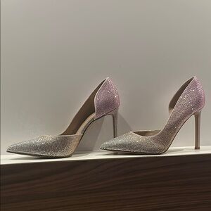 Bedazzled Pink and Silver Stiletto Heels